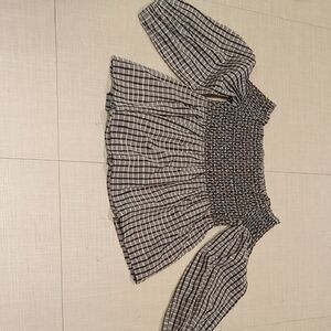 Jade Black and White Checkered Blouse